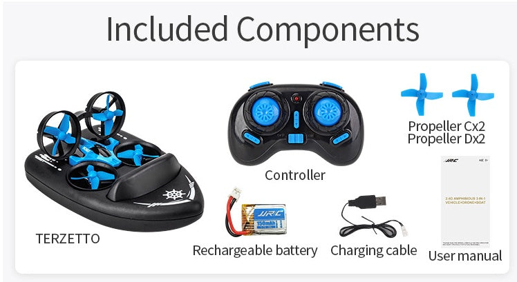 3-in-1 Mini RC Drone – Aerial Drone, Land Rover & Water Swimming in One
