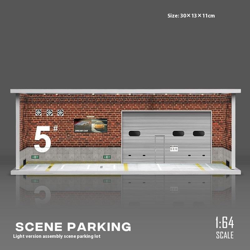 Miniature Scene Model Assembled Parking Lot Display Shelf With Lights