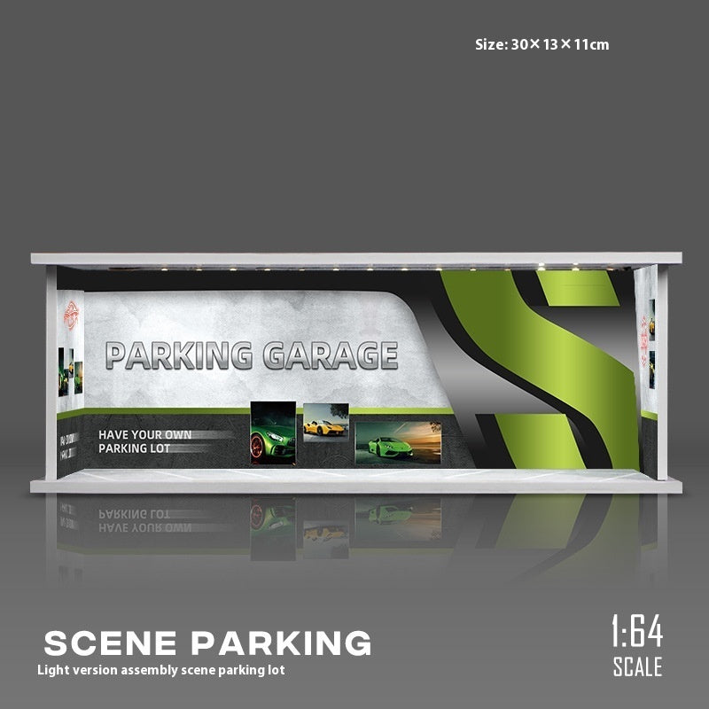 Miniature Scene Model Assembled Parking Lot Display Shelf With Lights