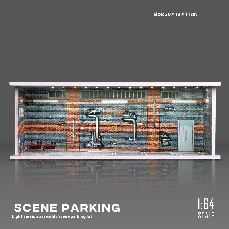 Miniature Scene Model Assembled Parking Lot Display Shelf With Lights