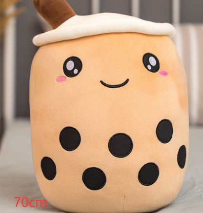 Cute Fruit Drink Plush Boba Pillow – Soft Strawberry Milk Tea Plush Toy | Bubble Tea Cup Cushion & Kids Gift