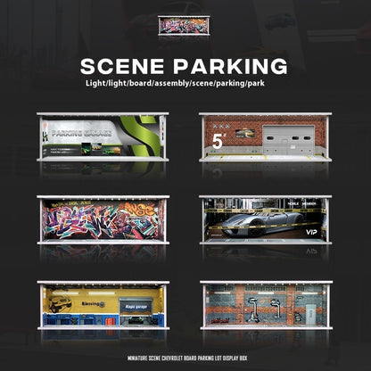Miniature Scene Model Assembled Parking Lot Display Shelf With Lights