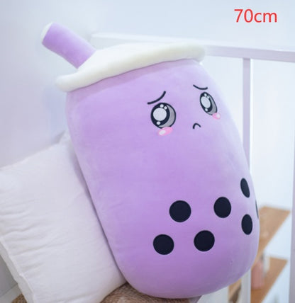 Cute Fruit Drink Plush Boba Pillow – Soft Strawberry Milk Tea Plush Toy | Bubble Tea Cup Cushion & Kids Gift