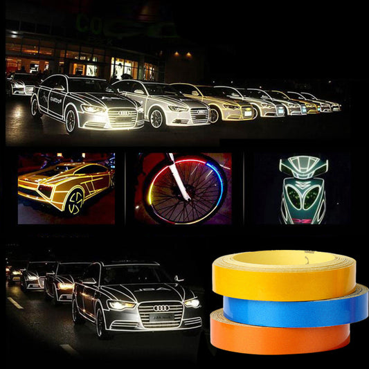 Night Car Warning Reflective Tape 1cm 5m Automotive Body Motorcycle Decoration Reflective Strips