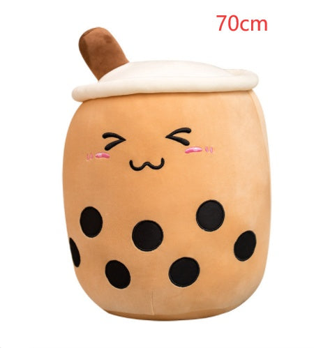 Cute Fruit Drink Plush Boba Pillow – Soft Strawberry Milk Tea Plush Toy | Bubble Tea Cup Cushion & Kids Gift