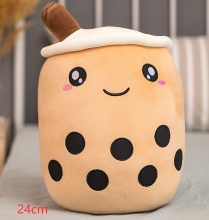 Cute Fruit Drink Plush Boba Pillow – Soft Strawberry Milk Tea Plush Toy | Bubble Tea Cup Cushion & Kids Gift