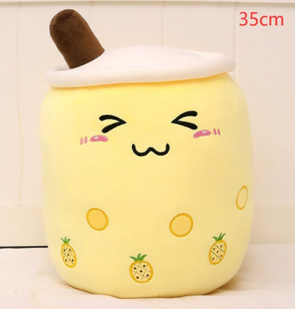 Cute Fruit Drink Plush Boba Pillow – Soft Strawberry Milk Tea Plush Toy | Bubble Tea Cup Cushion & Kids Gift