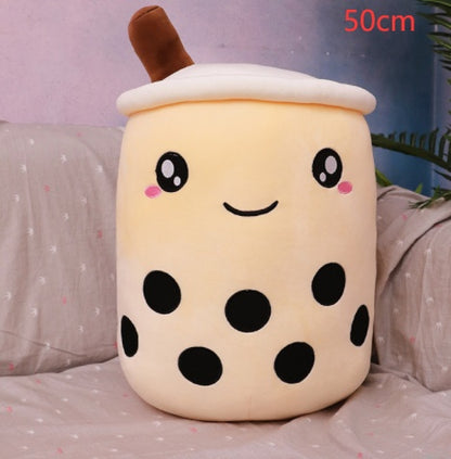 Cute Fruit Drink Plush Boba Pillow – Soft Strawberry Milk Tea Plush Toy | Bubble Tea Cup Cushion & Kids Gift