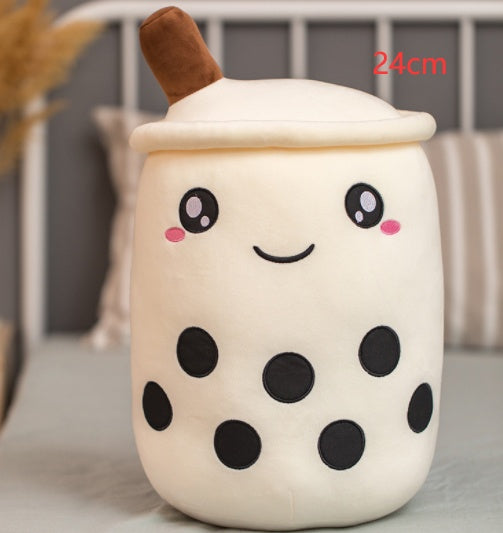 Cute Fruit Drink Plush Boba Pillow – Soft Strawberry Milk Tea Plush Toy | Bubble Tea Cup Cushion & Kids Gift