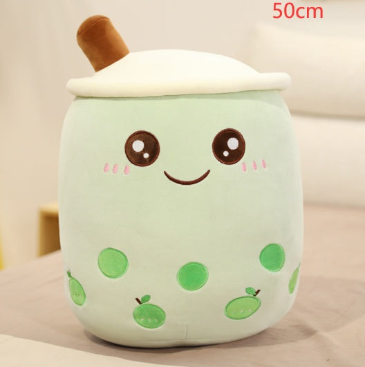 Cute Fruit Drink Plush Boba Pillow – Soft Strawberry Milk Tea Plush Toy | Bubble Tea Cup Cushion & Kids Gift