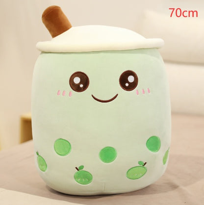 Cute Fruit Drink Plush Boba Pillow – Soft Strawberry Milk Tea Plush Toy | Bubble Tea Cup Cushion & Kids Gift
