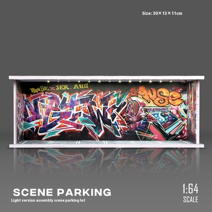 Miniature Scene Model Assembled Parking Lot Display Shelf With Lights