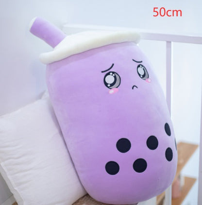 Cute Fruit Drink Plush Boba Pillow – Soft Strawberry Milk Tea Plush Toy | Bubble Tea Cup Cushion & Kids Gift