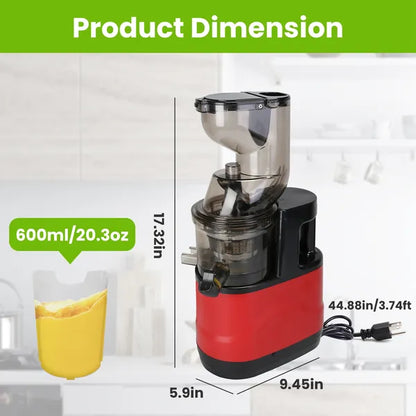 Cold Press Juicer Machine 300W – Slow Masticating Juicer for Whole Fruits & Vegetables | Reverse Function, 2 Containers, Easy Clean, 600ml