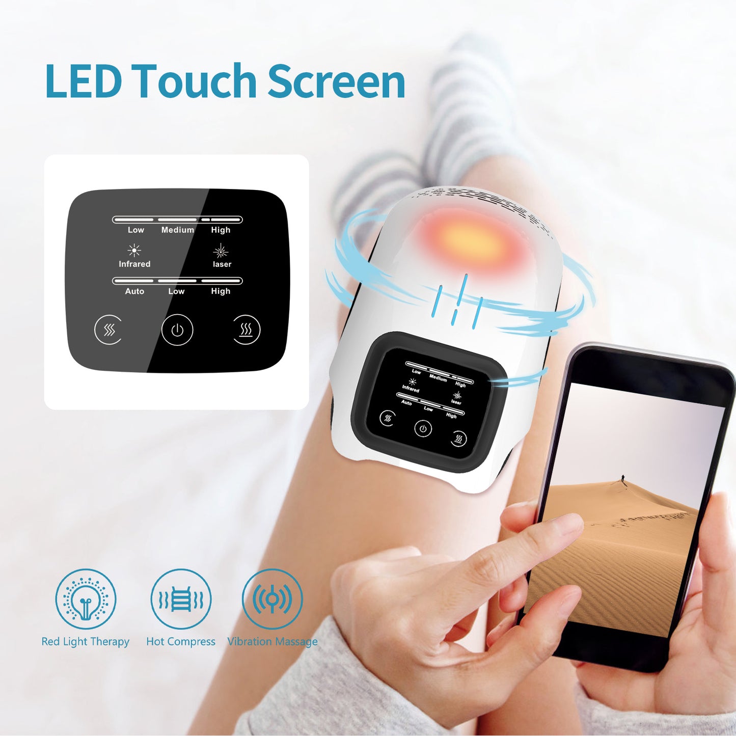 Intelligent Electric Heating Knee Massager with Infrared & Vibration Therapy – Rechargeable Pain Relief Device