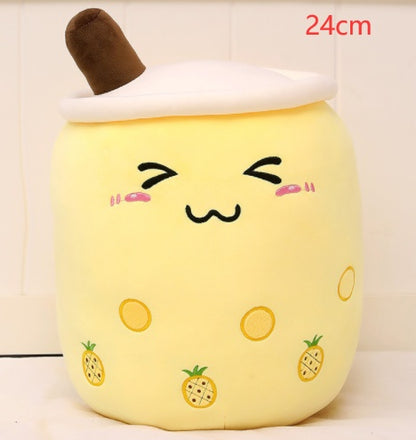 Cute Fruit Drink Plush Boba Pillow – Soft Strawberry Milk Tea Plush Toy | Bubble Tea Cup Cushion & Kids Gift