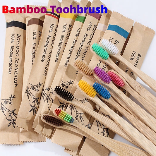 Eco-Friendly Colorful Bamboo Toothbrush Set – Soft Charcoal Bristles for Natural Oral Care