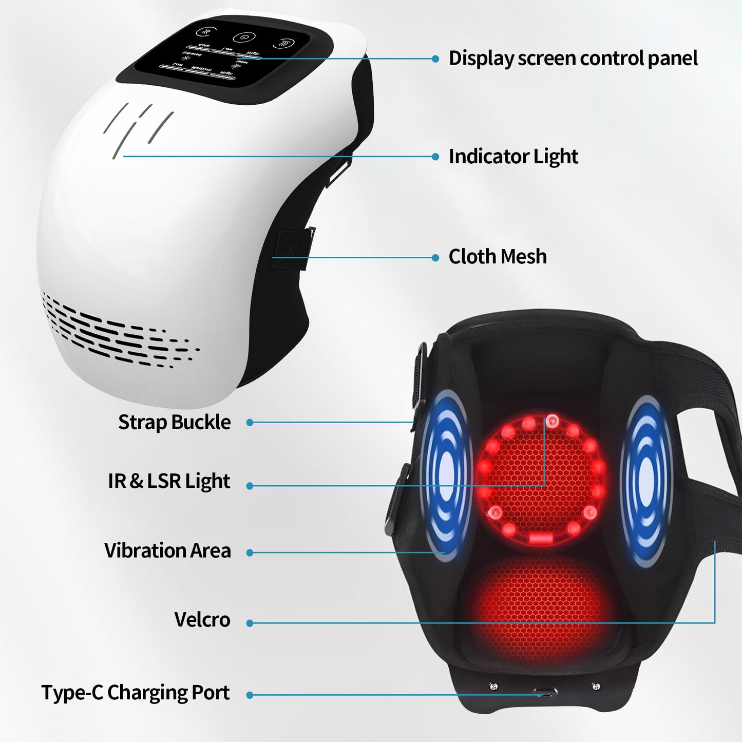 Intelligent Electric Heating Knee Massager with Infrared & Vibration Therapy – Rechargeable Pain Relief Device