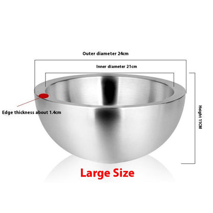 304 Stainless Steel Salad Bowl | Double Layer Modern Mixing Bowl | Kitchen Serving Bowl