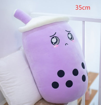 Cute Fruit Drink Plush Boba Pillow – Soft Strawberry Milk Tea Plush Toy | Bubble Tea Cup Cushion & Kids Gift