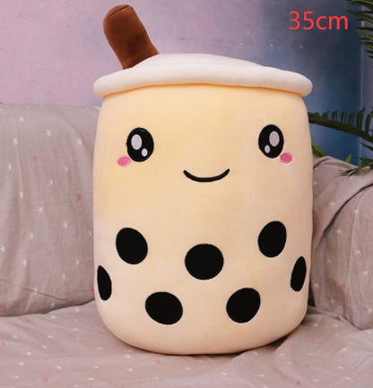 Cute Fruit Drink Plush Boba Pillow – Soft Strawberry Milk Tea Plush Toy | Bubble Tea Cup Cushion & Kids Gift