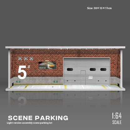 Miniature Scene Model Assembled Parking Lot Display Shelf With Lights