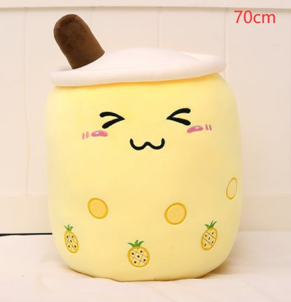 Cute Fruit Drink Plush Boba Pillow – Soft Strawberry Milk Tea Plush Toy | Bubble Tea Cup Cushion & Kids Gift