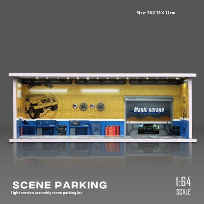 Miniature Scene Model Assembled Parking Lot Display Shelf With Lights
