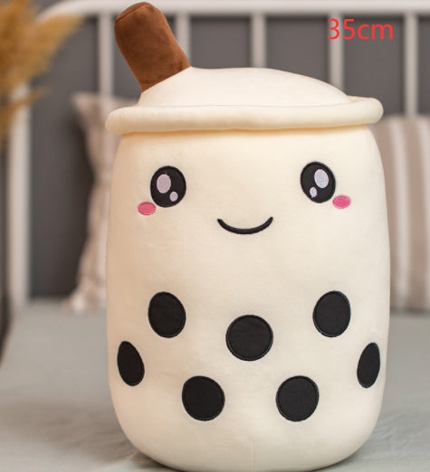 Cute Fruit Drink Plush Boba Pillow – Soft Strawberry Milk Tea Plush Toy | Bubble Tea Cup Cushion & Kids Gift