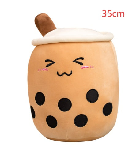 Cute Fruit Drink Plush Boba Pillow – Soft Strawberry Milk Tea Plush Toy | Bubble Tea Cup Cushion & Kids Gift