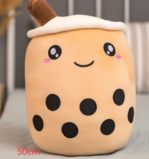 Cute Fruit Drink Plush Boba Pillow – Soft Strawberry Milk Tea Plush Toy | Bubble Tea Cup Cushion & Kids Gift