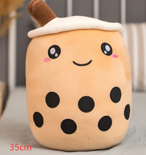 Cute Fruit Drink Plush Boba Pillow – Soft Strawberry Milk Tea Plush Toy | Bubble Tea Cup Cushion & Kids Gift