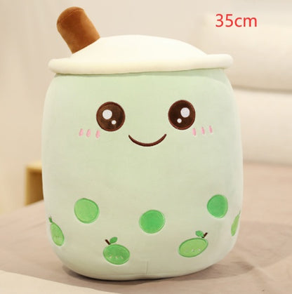 Cute Fruit Drink Plush Boba Pillow – Soft Strawberry Milk Tea Plush Toy | Bubble Tea Cup Cushion & Kids Gift