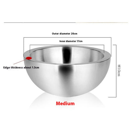 304 Stainless Steel Salad Bowl | Double Layer Modern Mixing Bowl | Kitchen Serving Bowl