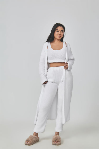 Cozy 3-Piece Women’s Pajama Lounge Set – Winter Warm Matching Outfit with Tank, Cardigan & Pants