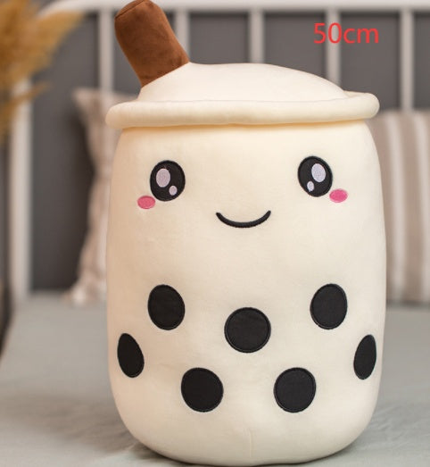 Cute Fruit Drink Plush Boba Pillow – Soft Strawberry Milk Tea Plush Toy | Bubble Tea Cup Cushion & Kids Gift
