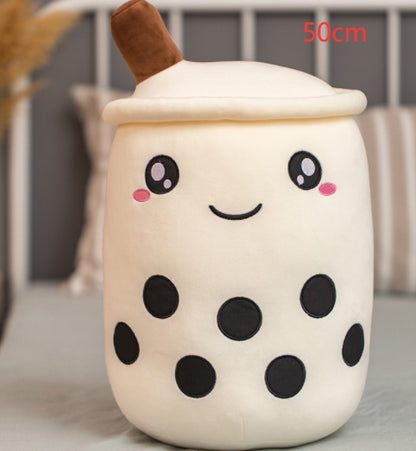 Cute Fruit Drink Plush Boba Pillow – Soft Strawberry Milk Tea Plush Toy | Bubble Tea Cup Cushion & Kids Gift
